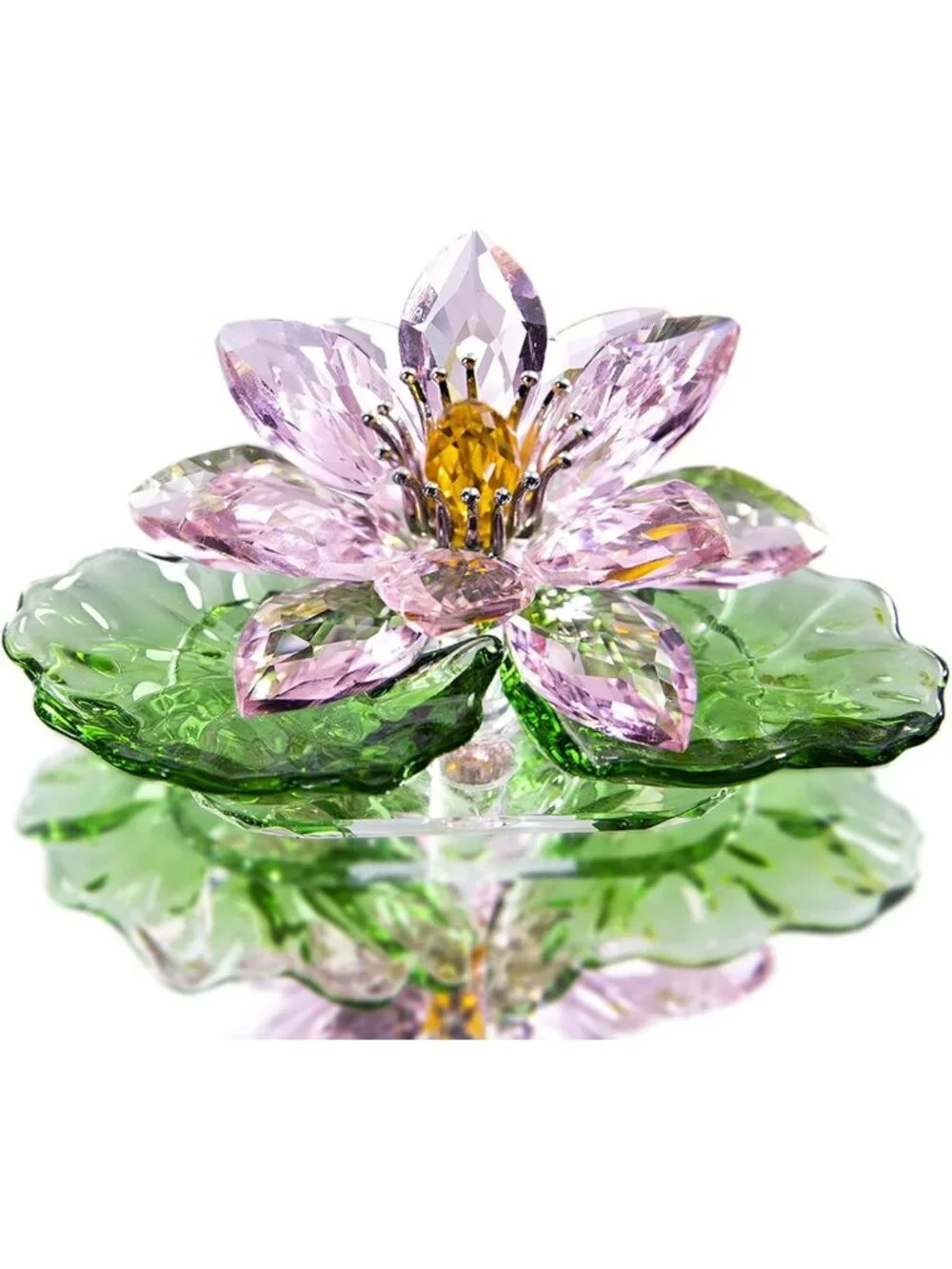 Pink Sparkle Crystal Lotus Flower Decor | Feng Shui Home Accent | Gift-Ready